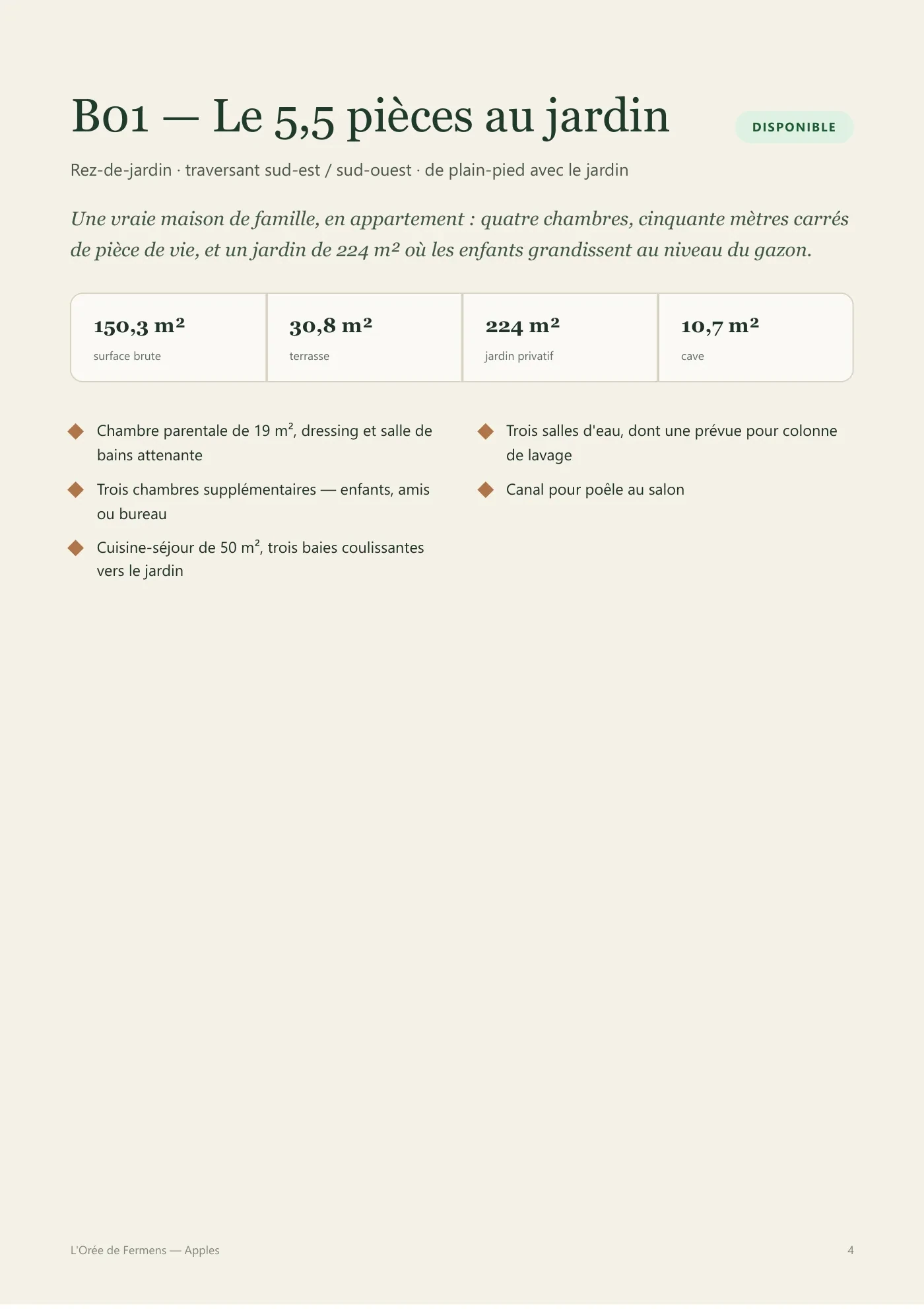 Page de la brochure de L'Orée de Fermens