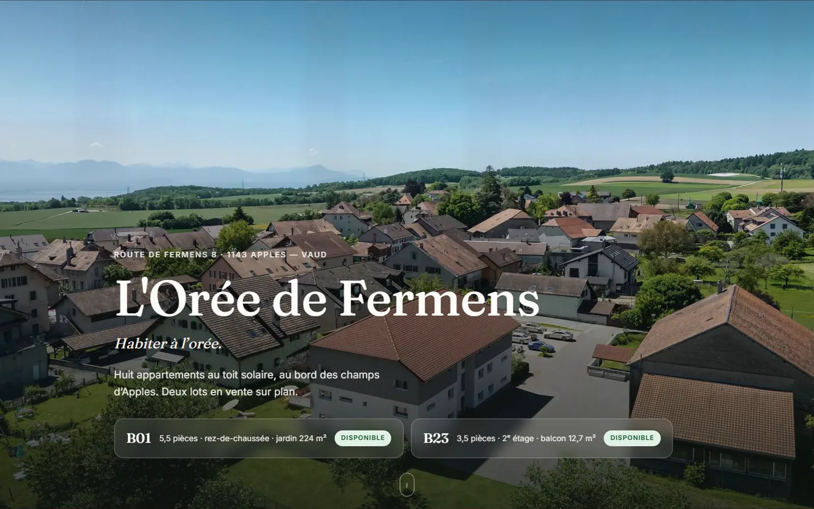 Le site oree-fermens.ch affiché sur ordinateur